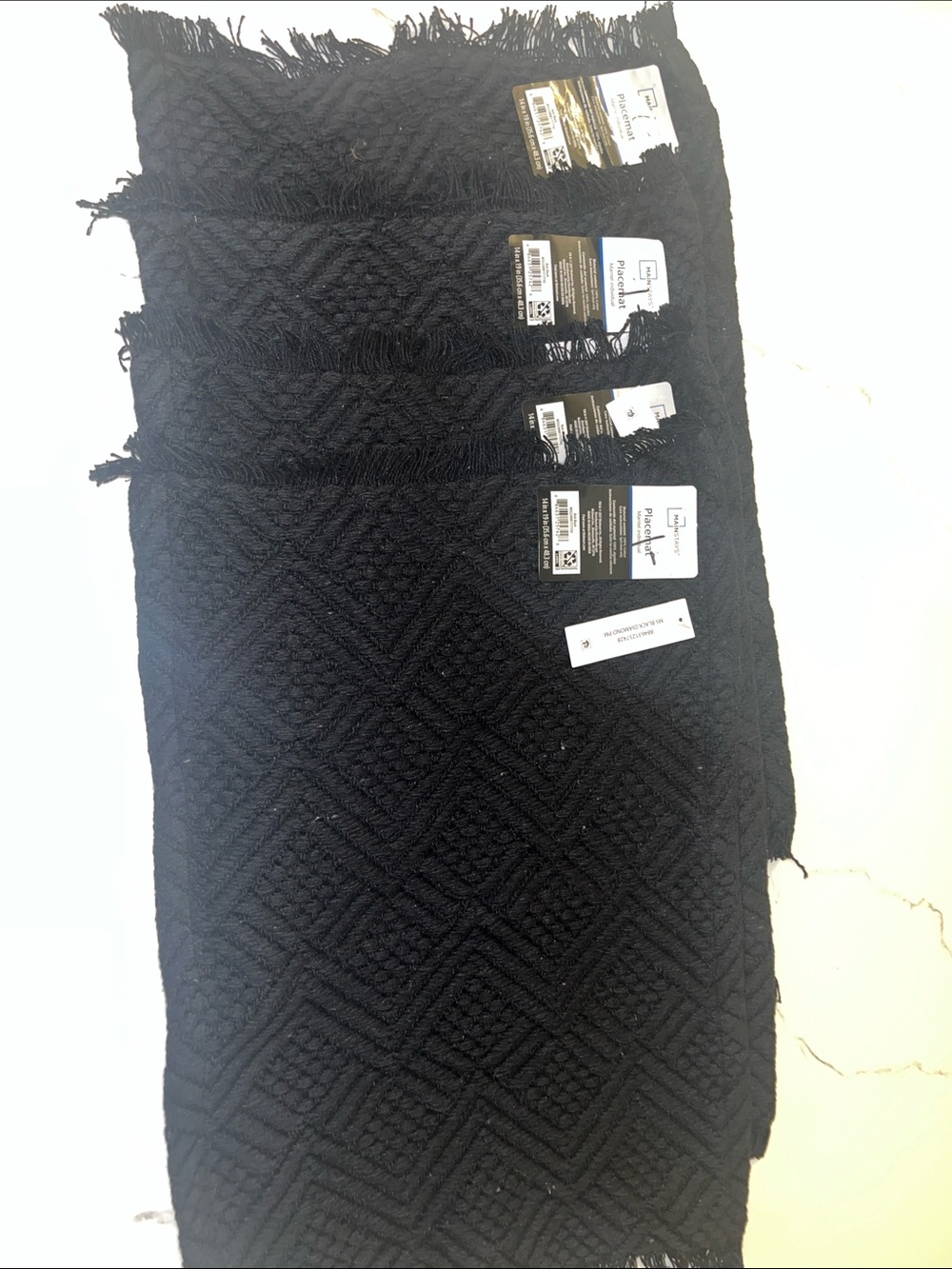Mainstays 4 Black Textured Fringe Placemants